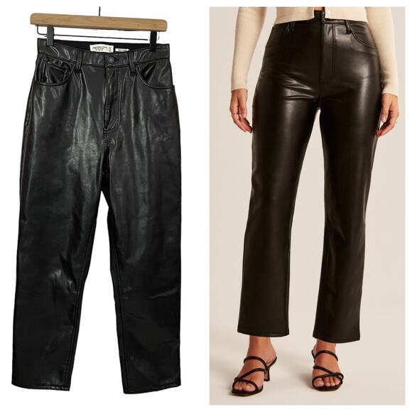 Abercrombie & Fitch Pants - Abercrombie & Fitch Curve Love Vegan Leather Ultra High Rise Ankle Straight - 27